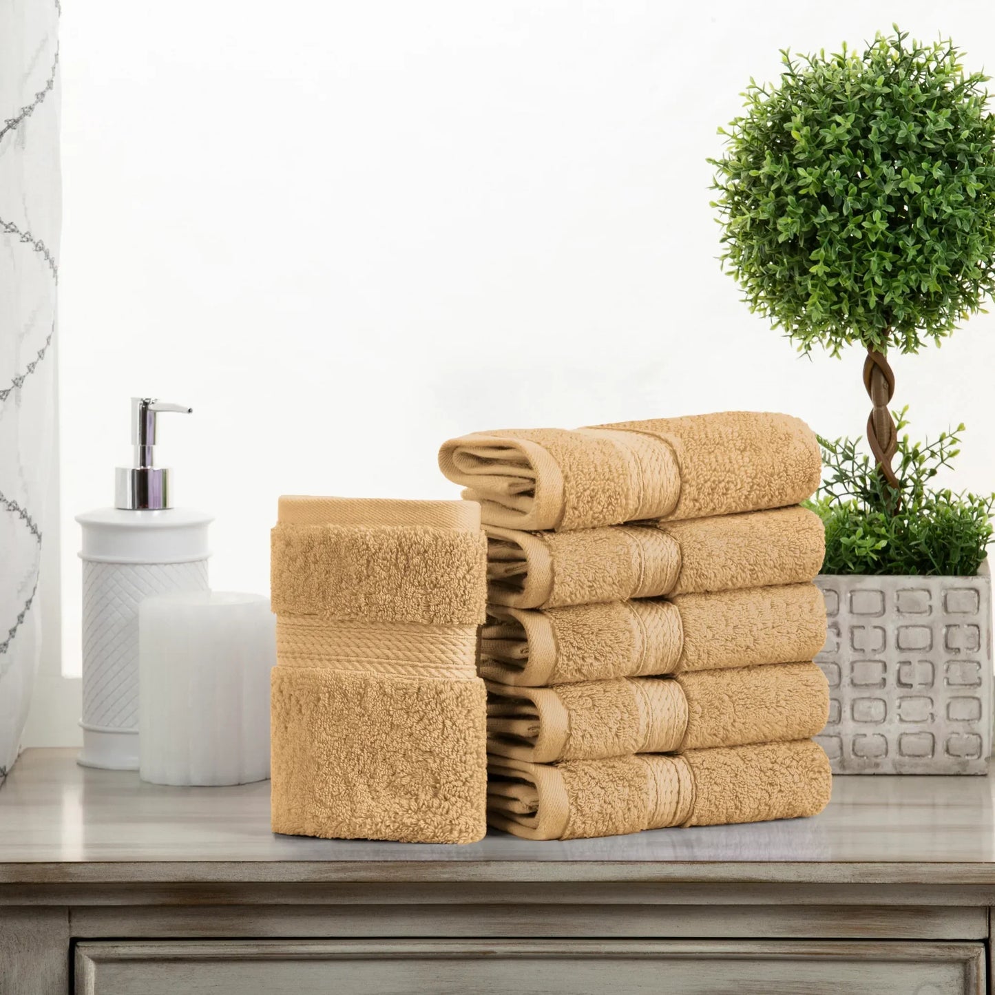 Madeline Egyptian Cotton Pile Plush Heavyweight Face Towel Set of 6