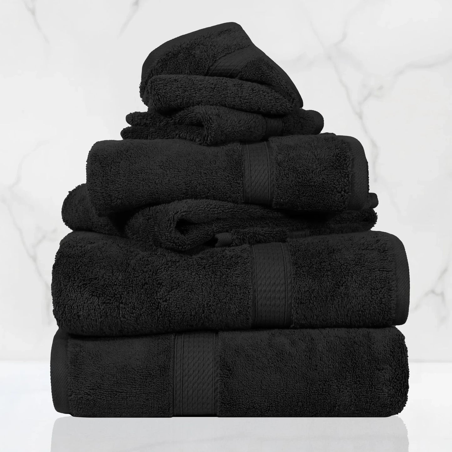 Madeline Egyptian Cotton Pile Plush Heavyweight 6 Piece Towel Set