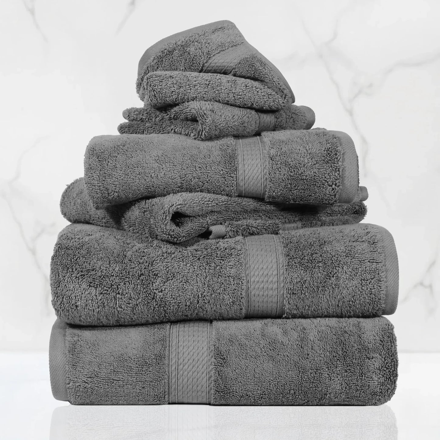 Madeline Egyptian Cotton Pile Plush Heavyweight 6 Piece Towel Set