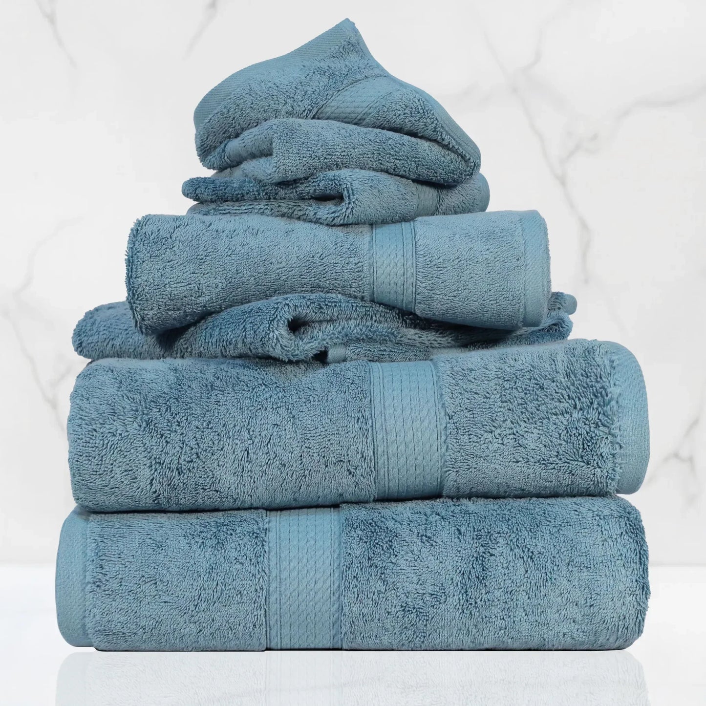 Madeline Egyptian Cotton Pile Plush Heavyweight 6 Piece Towel Set