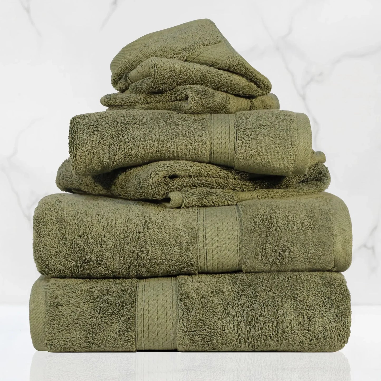 Madeline Egyptian Cotton Pile Plush Heavyweight 6 Piece Towel Set