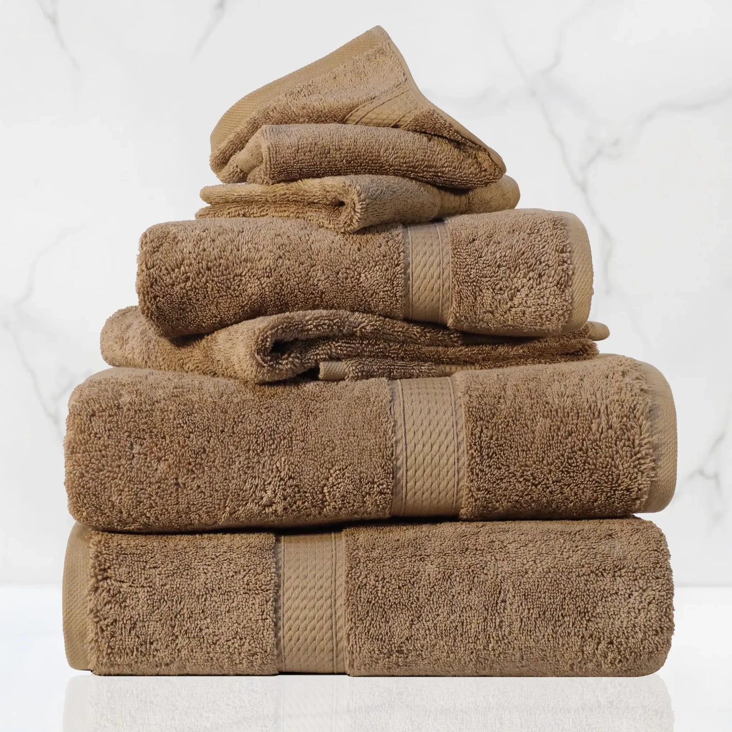 Madeline Egyptian Cotton Pile Plush Heavyweight 6 Piece Towel Set