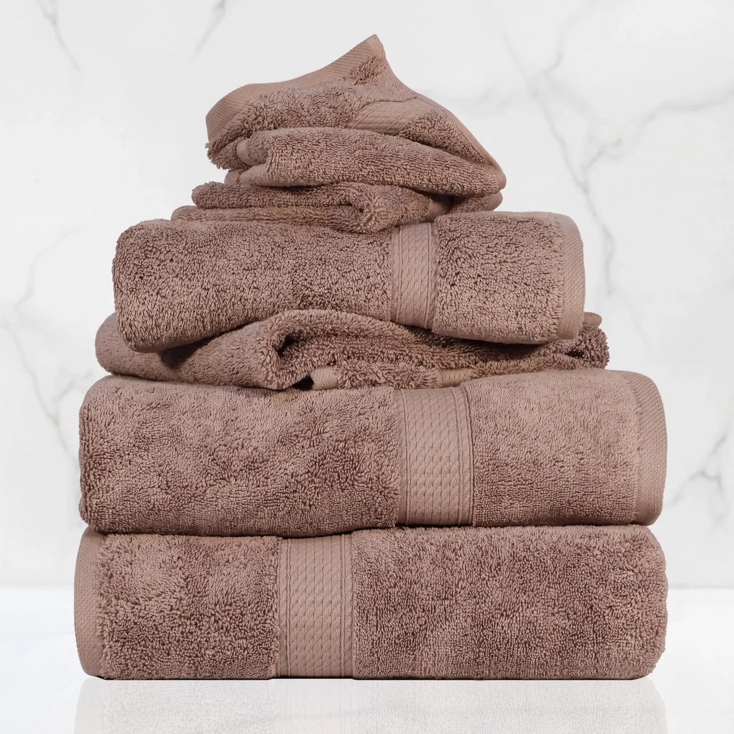 Madeline Egyptian Cotton Pile Plush Heavyweight 6 Piece Towel Set