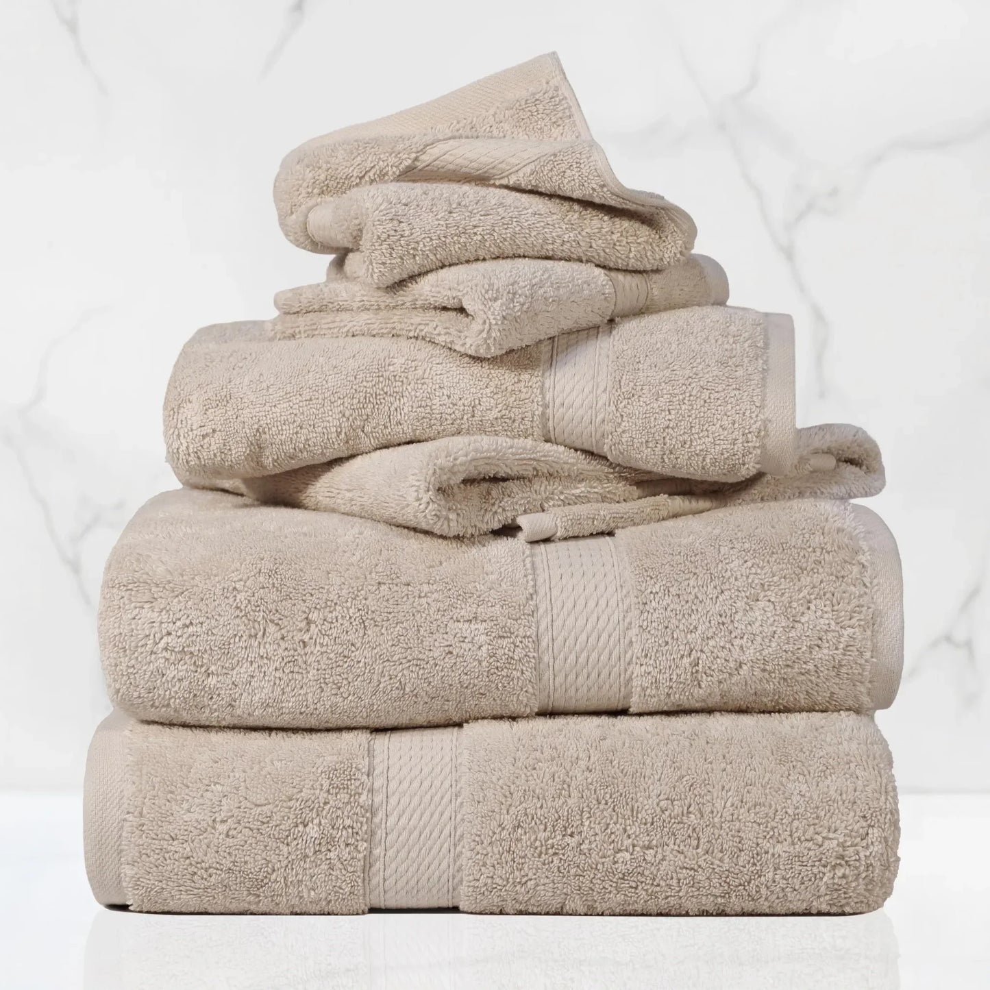 Madeline Egyptian Cotton Pile Plush Heavyweight 6 Piece Towel Set