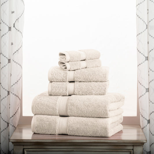 Egyptian Cotton Pile Heavyweight 6 Piece Towel Set - Stone