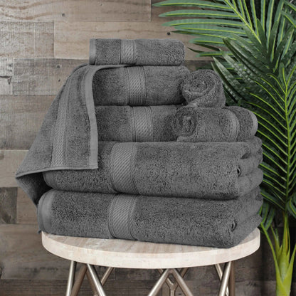 Madeline Egyptian Cotton Pile Plush Heavyweight 8 Piece Towel Set