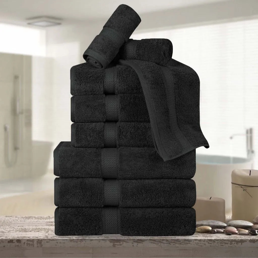 Madeline Egyptian Cotton Pile Plush Heavyweight 9 Piece Towel Set