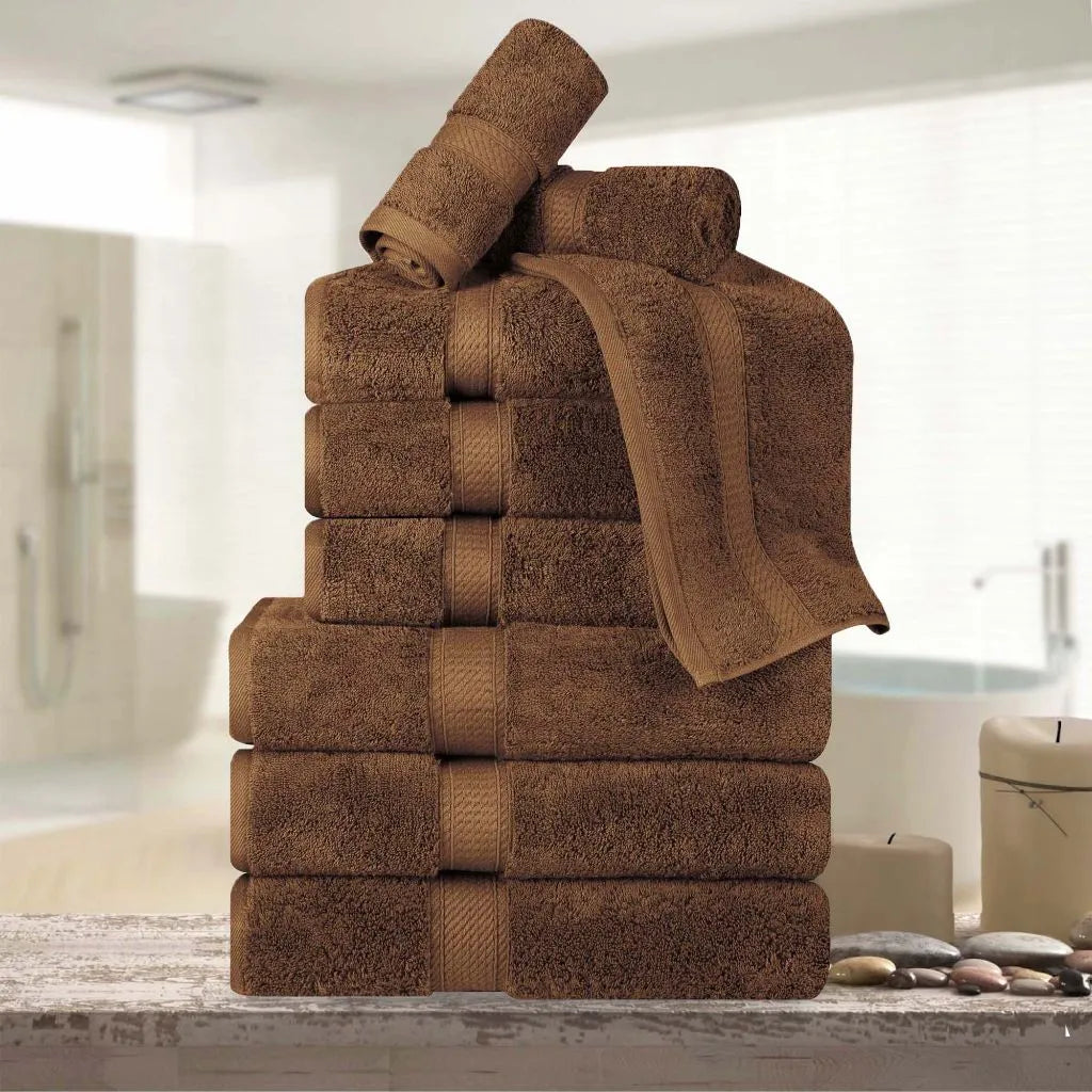 Madeline Egyptian Cotton Pile Plush Heavyweight 9 Piece Towel Set