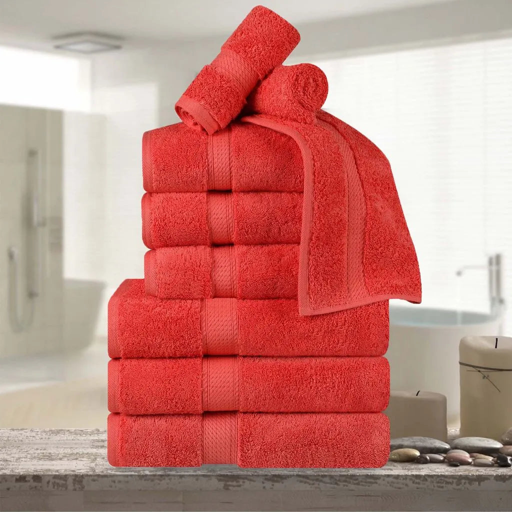 Madeline Egyptian Cotton Pile Plush Heavyweight 9 Piece Towel Set