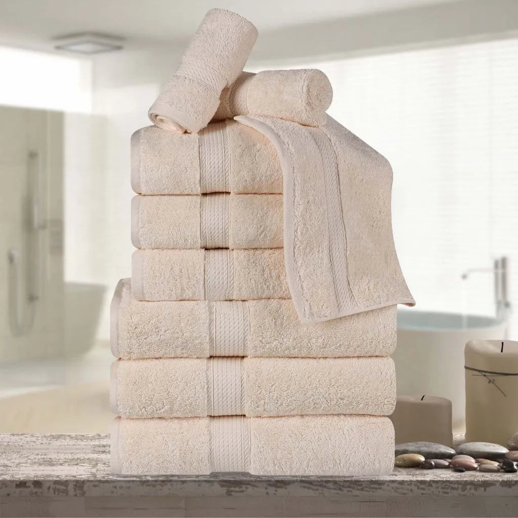 Madeline Egyptian Cotton Pile Plush Heavyweight 9 Piece Towel Set