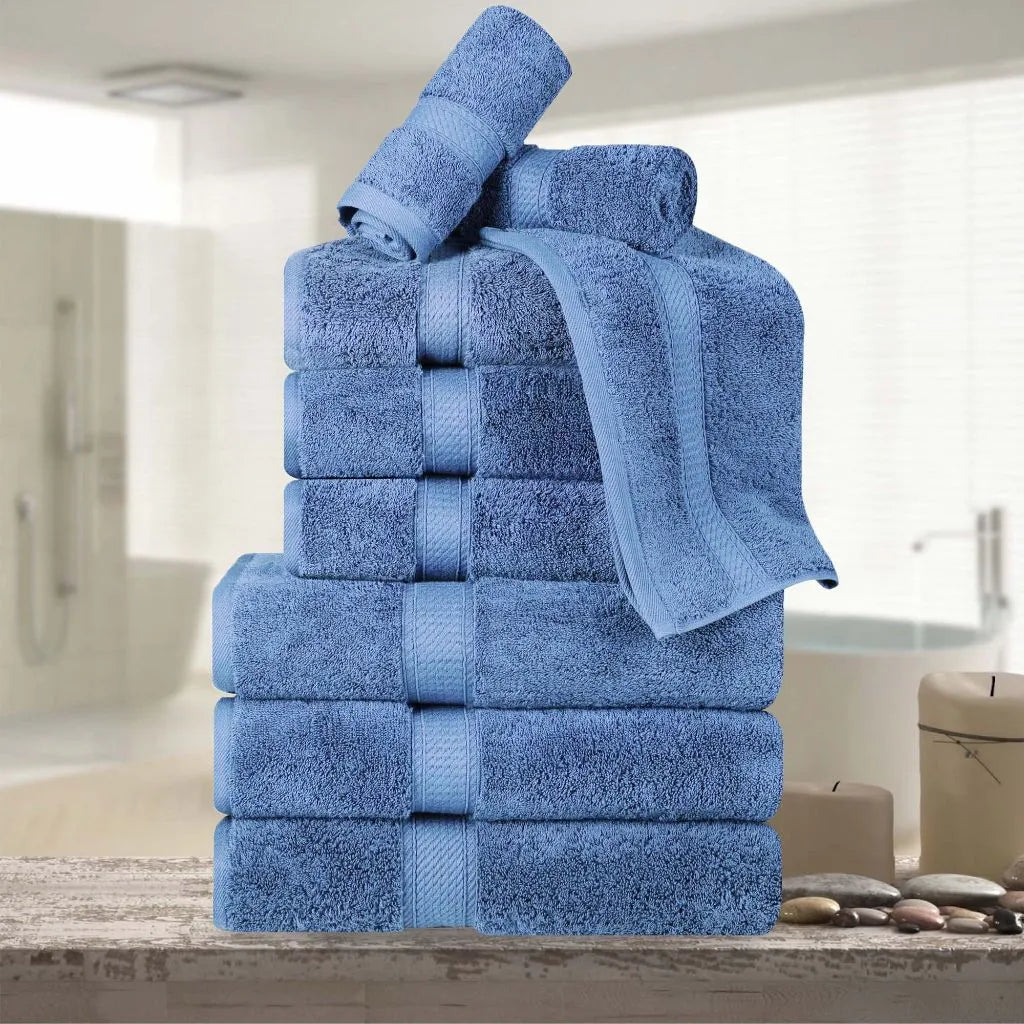 Madeline Egyptian Cotton Pile Plush Heavyweight 9 Piece Towel Set