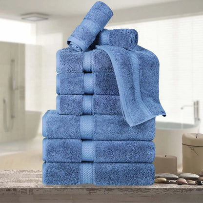 Madeline Egyptian Cotton Pile Plush Heavyweight 9 Piece Towel Set