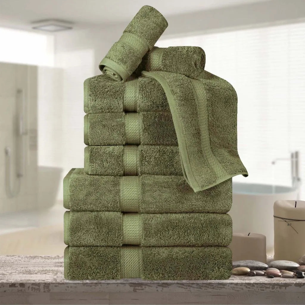Madeline Egyptian Cotton Pile Plush Heavyweight 9 Piece Towel Set