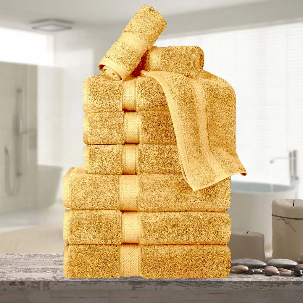 Madeline Egyptian Cotton Pile Plush Heavyweight 9 Piece Towel Set