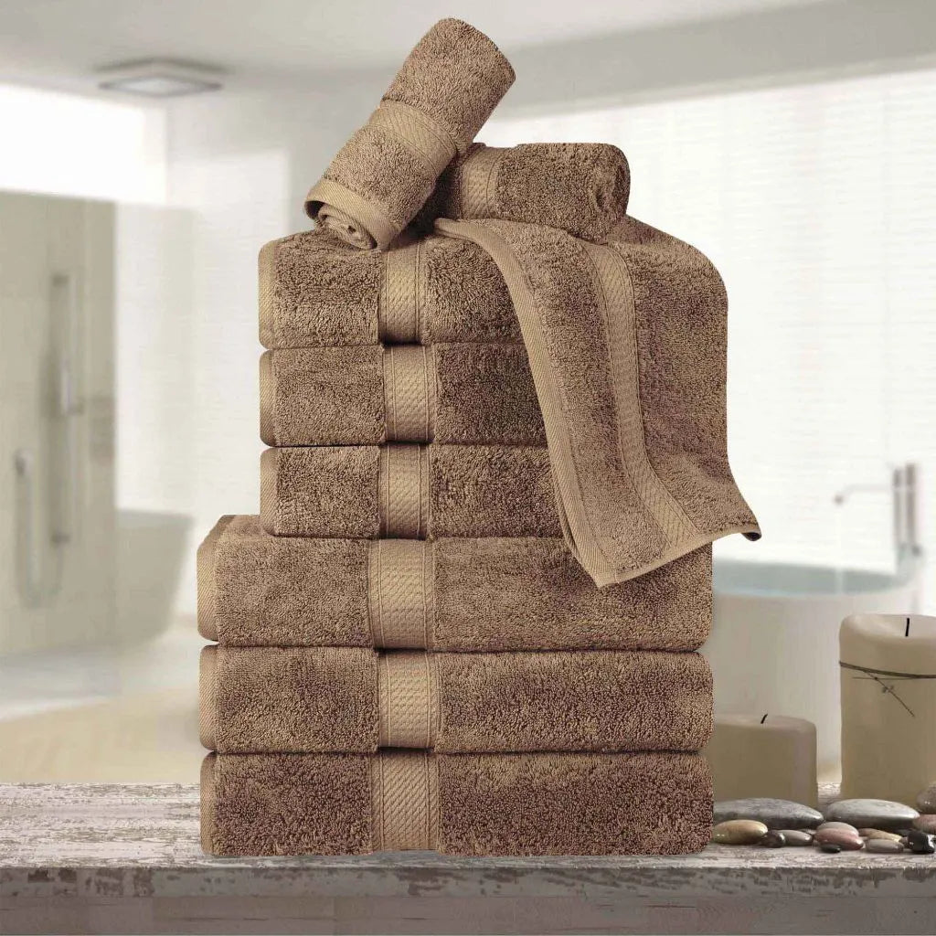 Madeline Egyptian Cotton Pile Plush Heavyweight 9 Piece Towel Set