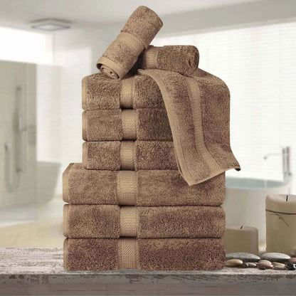 Madeline Egyptian Cotton Pile Plush Heavyweight 9 Piece Towel Set