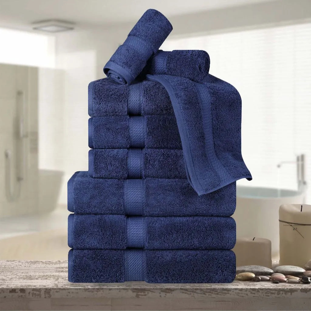 Madeline Egyptian Cotton Pile Plush Heavyweight 9 Piece Towel Set