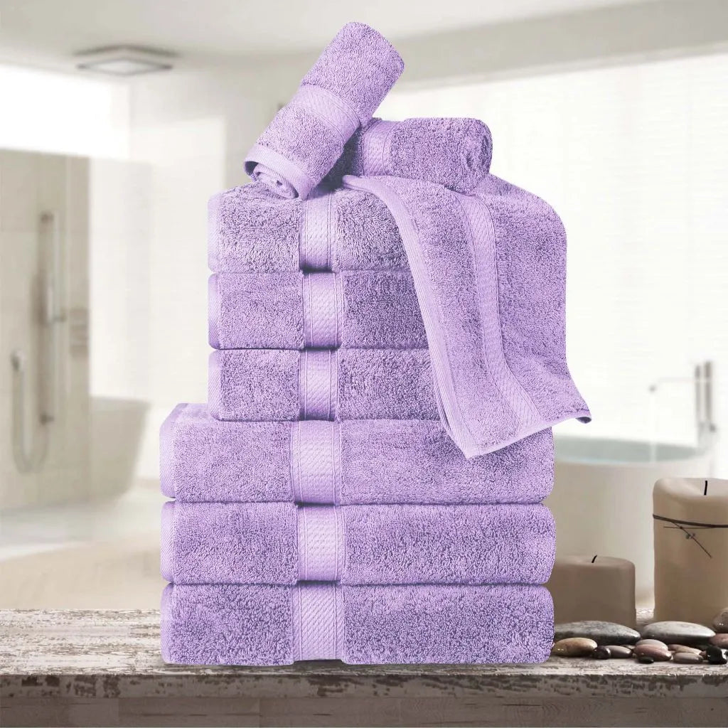 Madeline Egyptian Cotton Pile Plush Heavyweight 9 Piece Towel Set