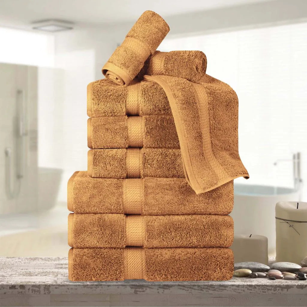 Madeline Egyptian Cotton Pile Plush Heavyweight 9 Piece Towel Set