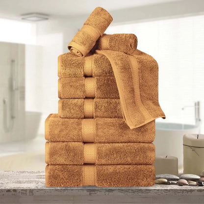 Madeline Egyptian Cotton Pile Plush Heavyweight 9 Piece Towel Set