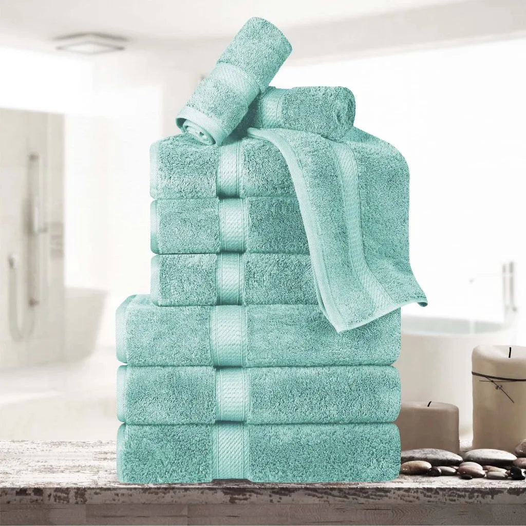 Madeline Egyptian Cotton Pile Plush Heavyweight 9 Piece Towel Set