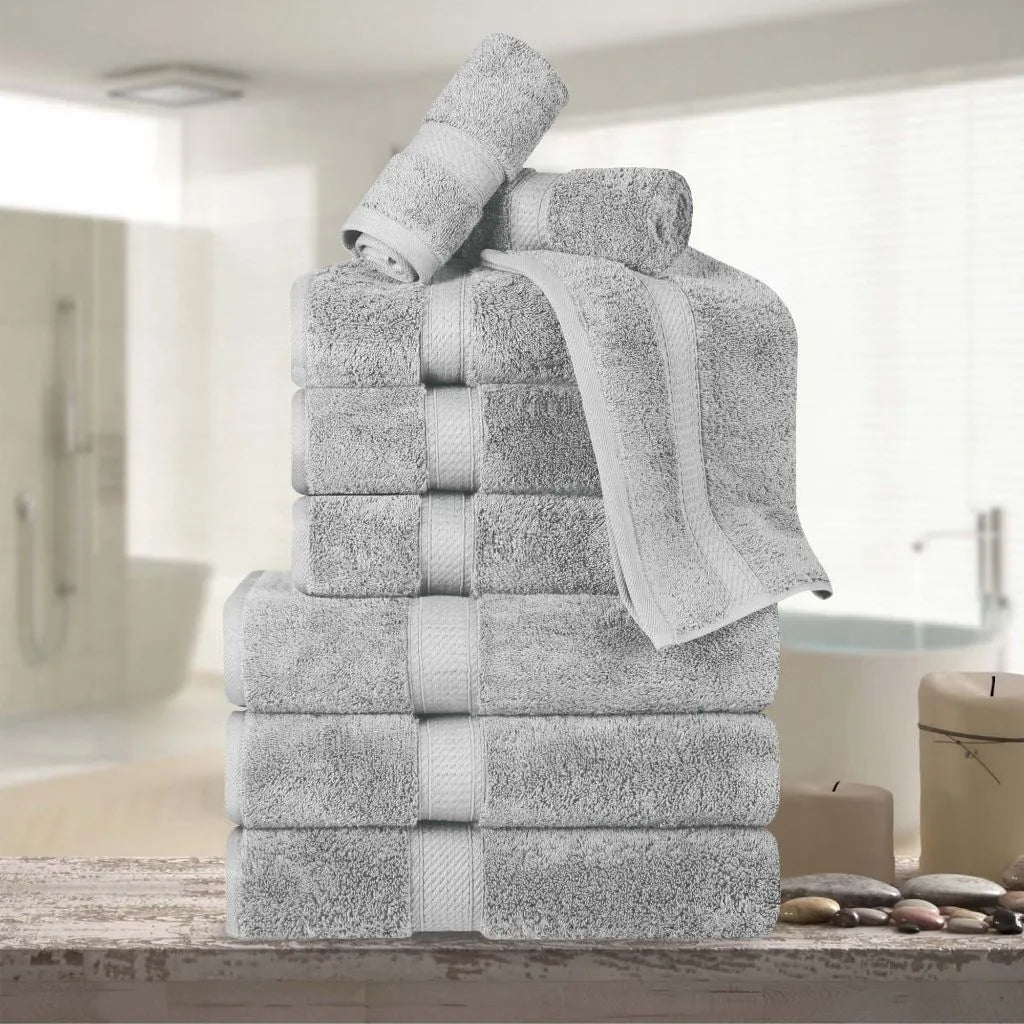 Madeline Egyptian Cotton Pile Plush Heavyweight 9 Piece Towel Set