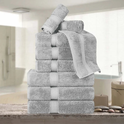 Madeline Egyptian Cotton Pile Plush Heavyweight 9 Piece Towel Set