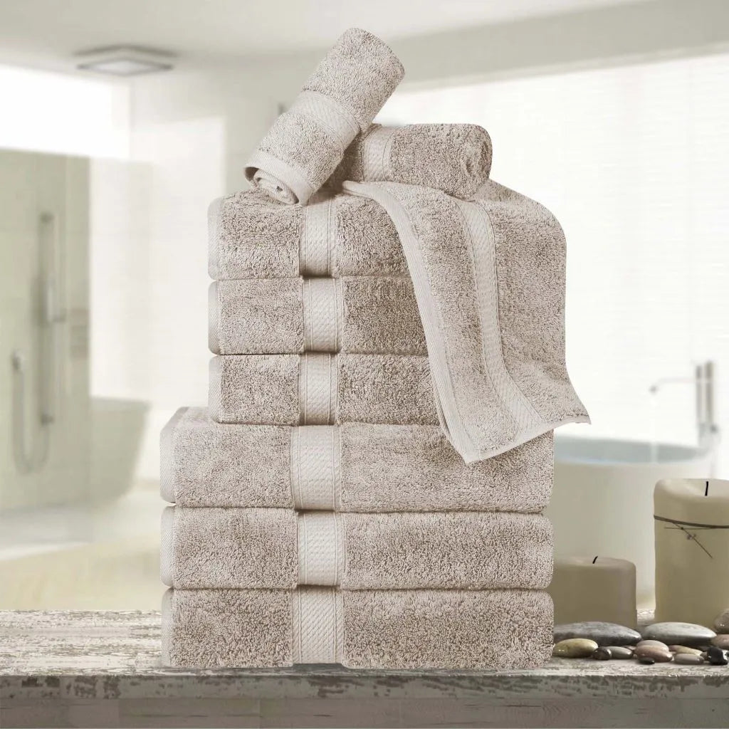 Madeline Egyptian Cotton Pile Plush Heavyweight 9 Piece Towel Set