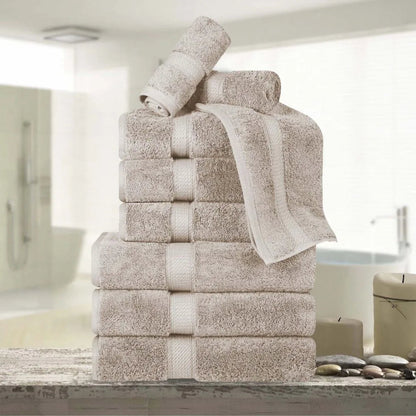 Madeline Egyptian Cotton Pile Plush Heavyweight 9 Piece Towel Set
