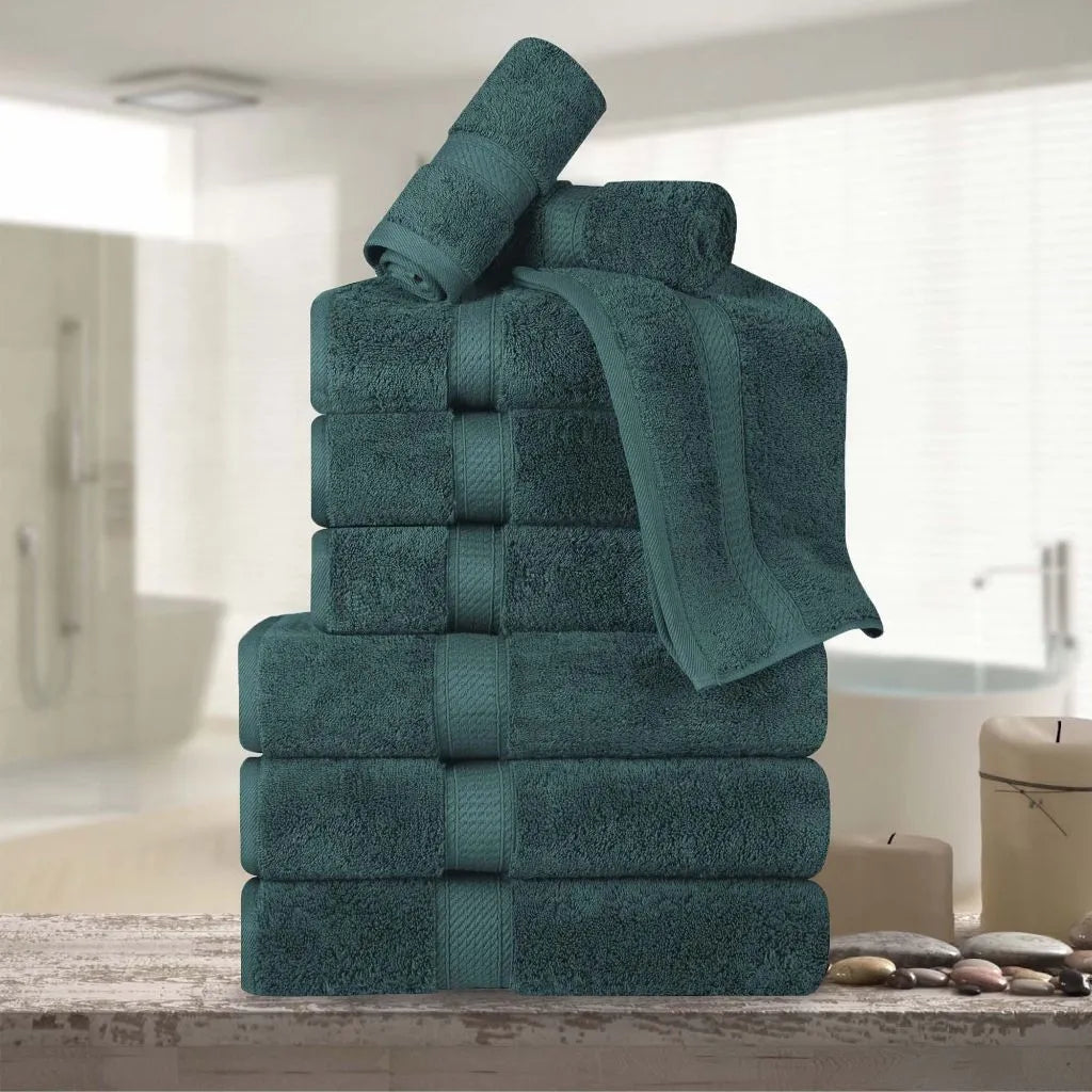 Madeline Egyptian Cotton Pile Plush Heavyweight 9 Piece Towel Set