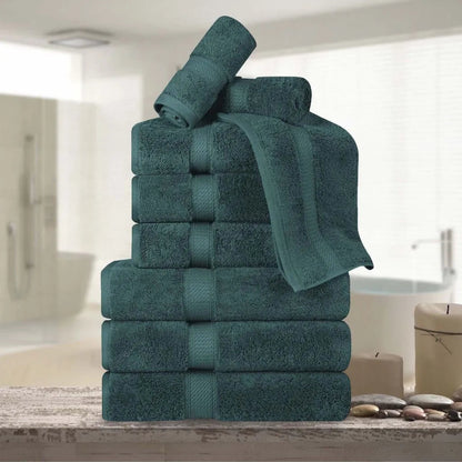 Madeline Egyptian Cotton Pile Plush Heavyweight 9 Piece Towel Set