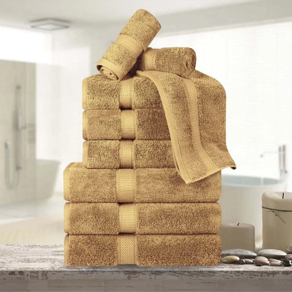 Madeline Egyptian Cotton Pile Plush Heavyweight 9 Piece Towel Set