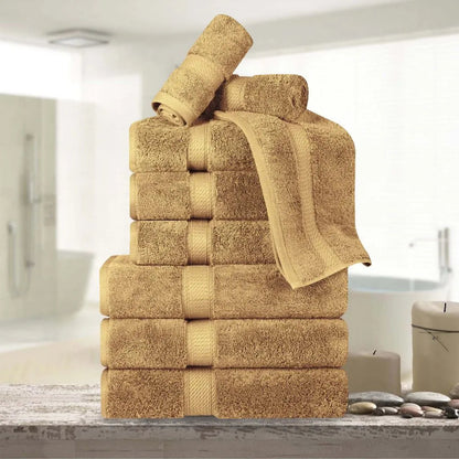 Madeline Egyptian Cotton Pile Plush Heavyweight 9 Piece Towel Set