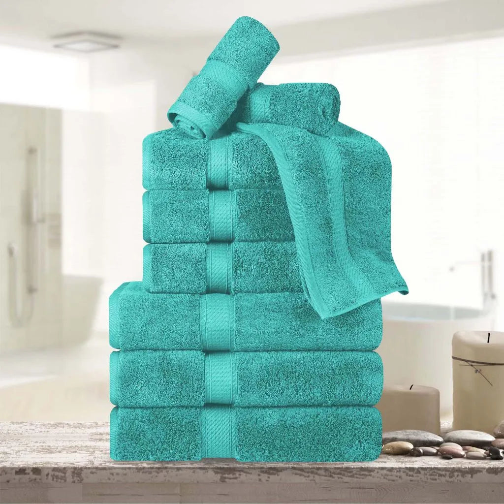 Madeline Egyptian Cotton Pile Plush Heavyweight 9 Piece Towel Set