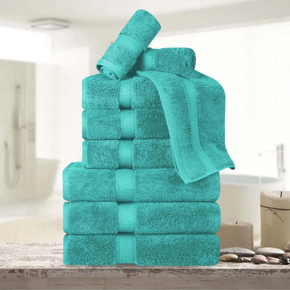 Madeline Egyptian Cotton Pile Plush Heavyweight 9 Piece Towel Set