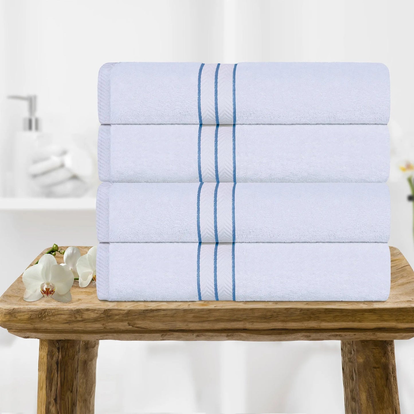 Ultra-Plush Turkish Cotton Super Absorbent Solid Bath Towel Set of 4