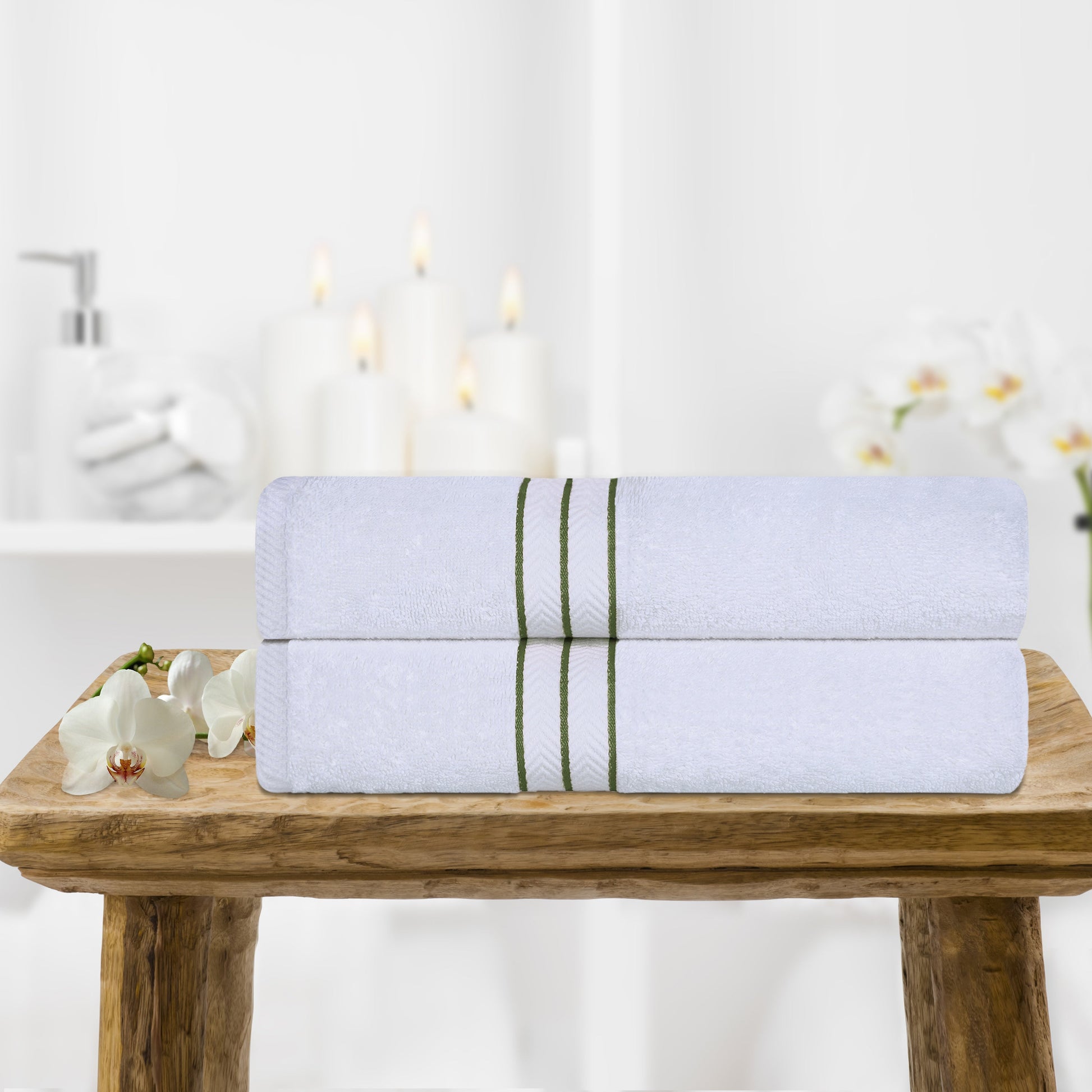 Ultra-Plush Turkish Cotton Hotel Collection Super Absorbent Solid Luxury Bathroom Set - Forest Green
