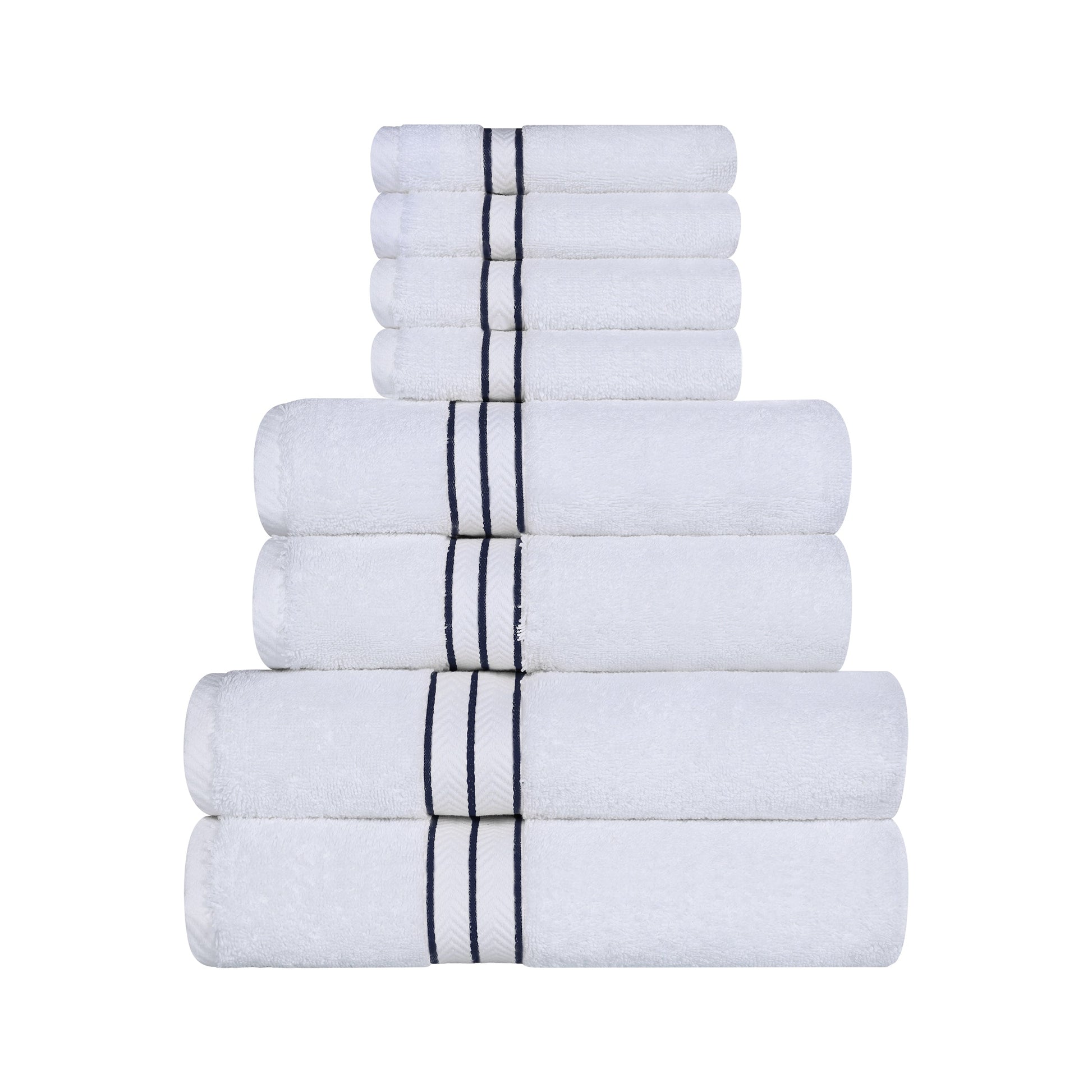 Ultra-Plush Turkish Cotton Hotel Collection Super Absorbent Solid Luxury Bathroom Set - Navy Blue