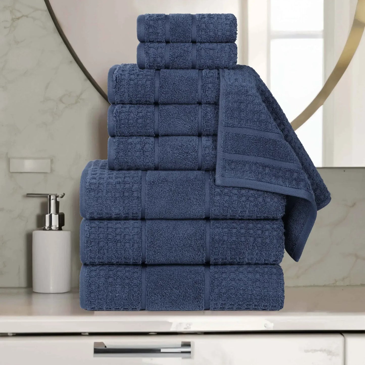Napa Zero Twist Cotton Solid Waffle Honeycomb 9 Piece Towel Set