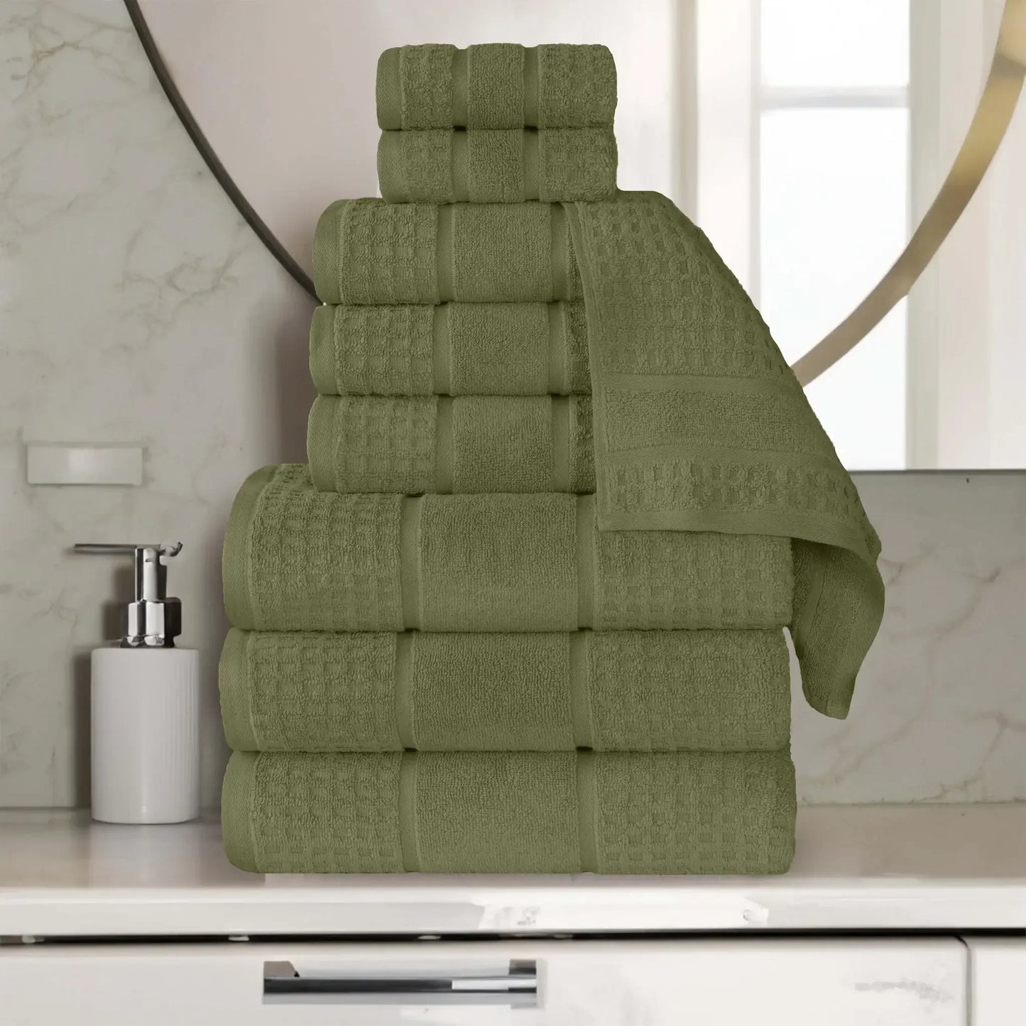 Napa Zero Twist Cotton Solid Waffle Honeycomb 9 Piece Towel Set