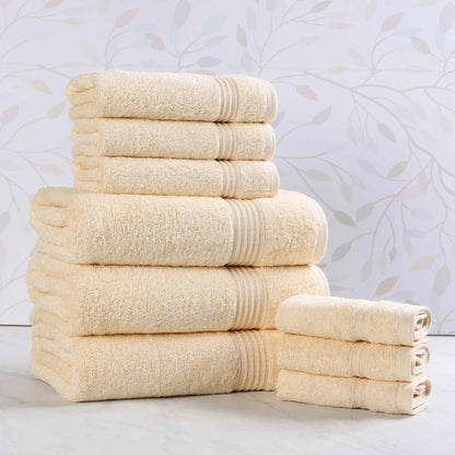 Heritage Egyptian Cotton Plush Absorbent Luxury 9 Piece Towel Set