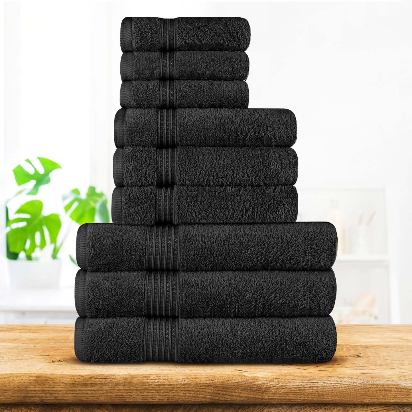 Egyptian Cotton Highly Absorbent Solid 9 Piece Ultra Soft Towel Set