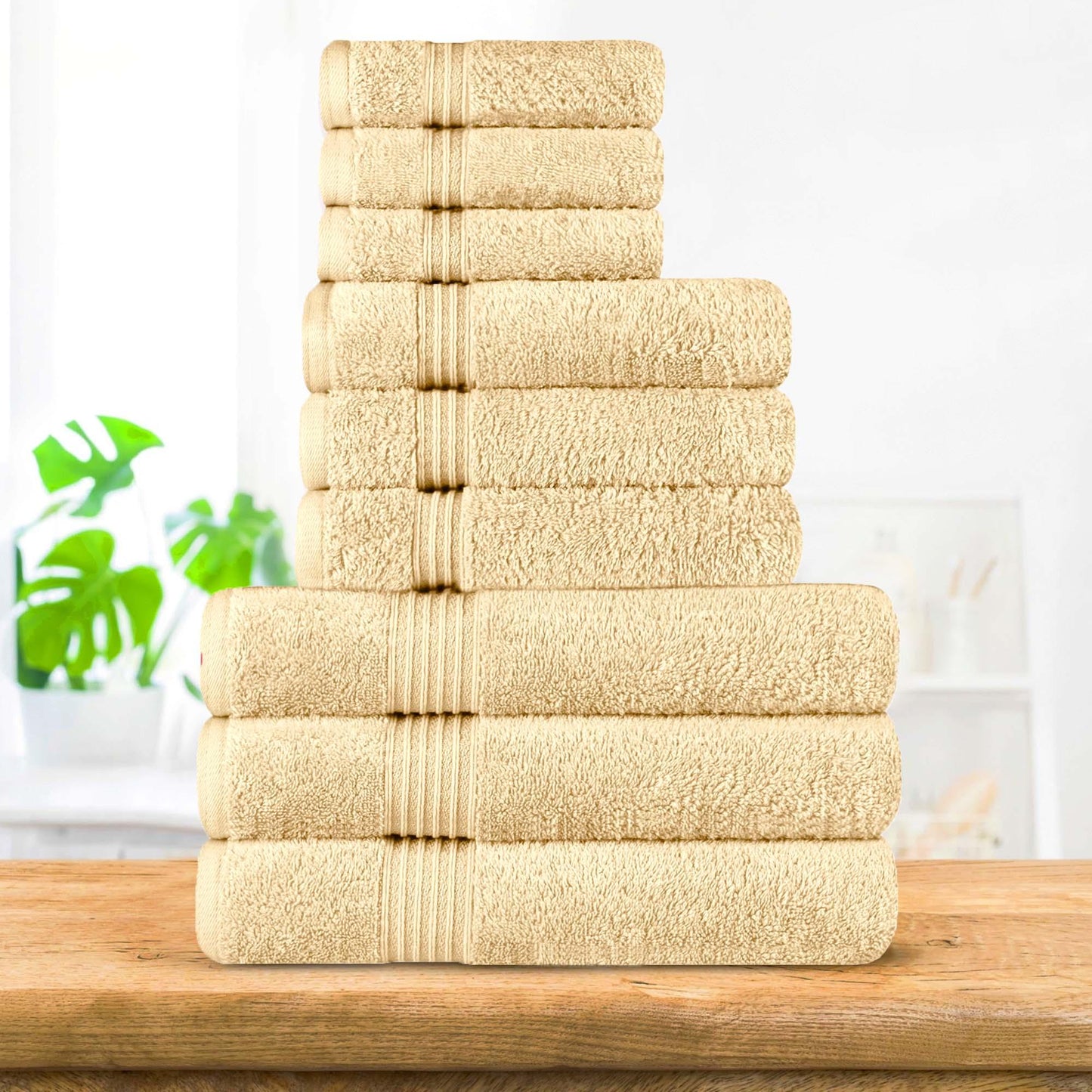 Egyptian Cotton Highly Absorbent Solid 9 Piece Ultra Soft Towel Set