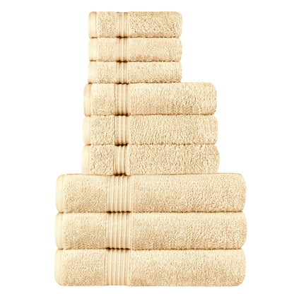 Egyptian Cotton Highly Absorbent Solid 9 Piece Ultra Soft Towel Set