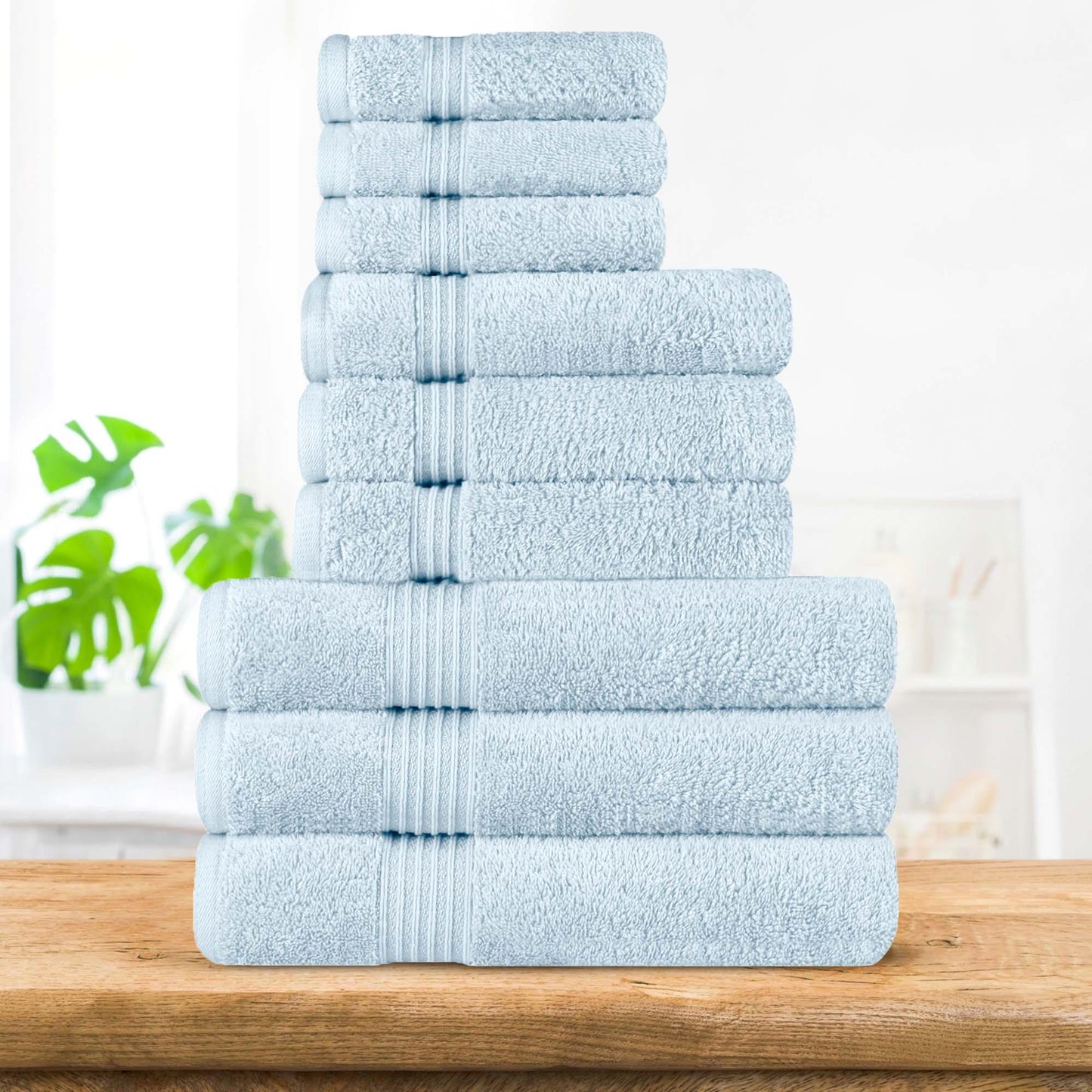 Egyptian Cotton Highly Absorbent Solid 9 Piece Ultra Soft Towel Set