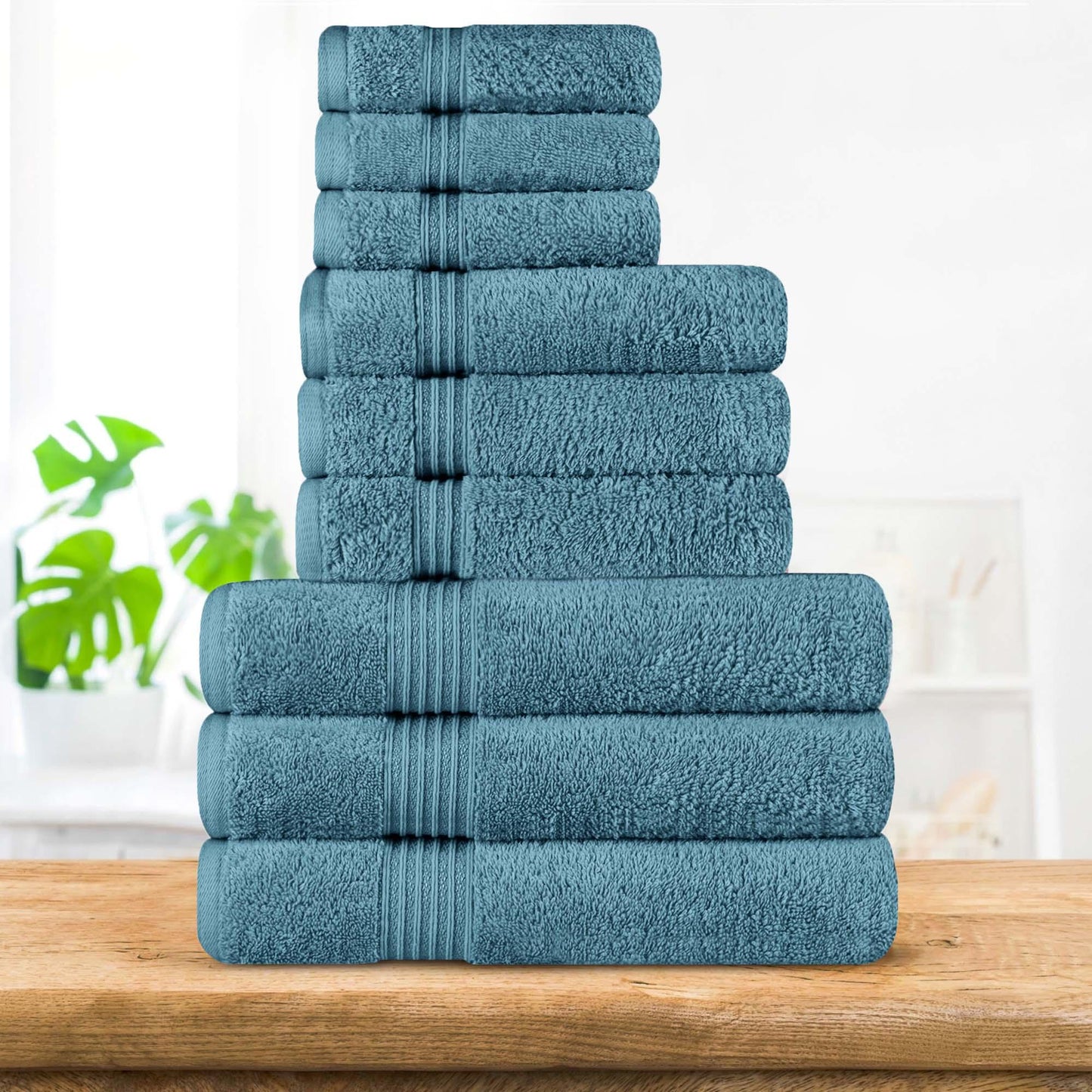 Egyptian Cotton Highly Absorbent Solid 9 Piece Ultra Soft Towel Set