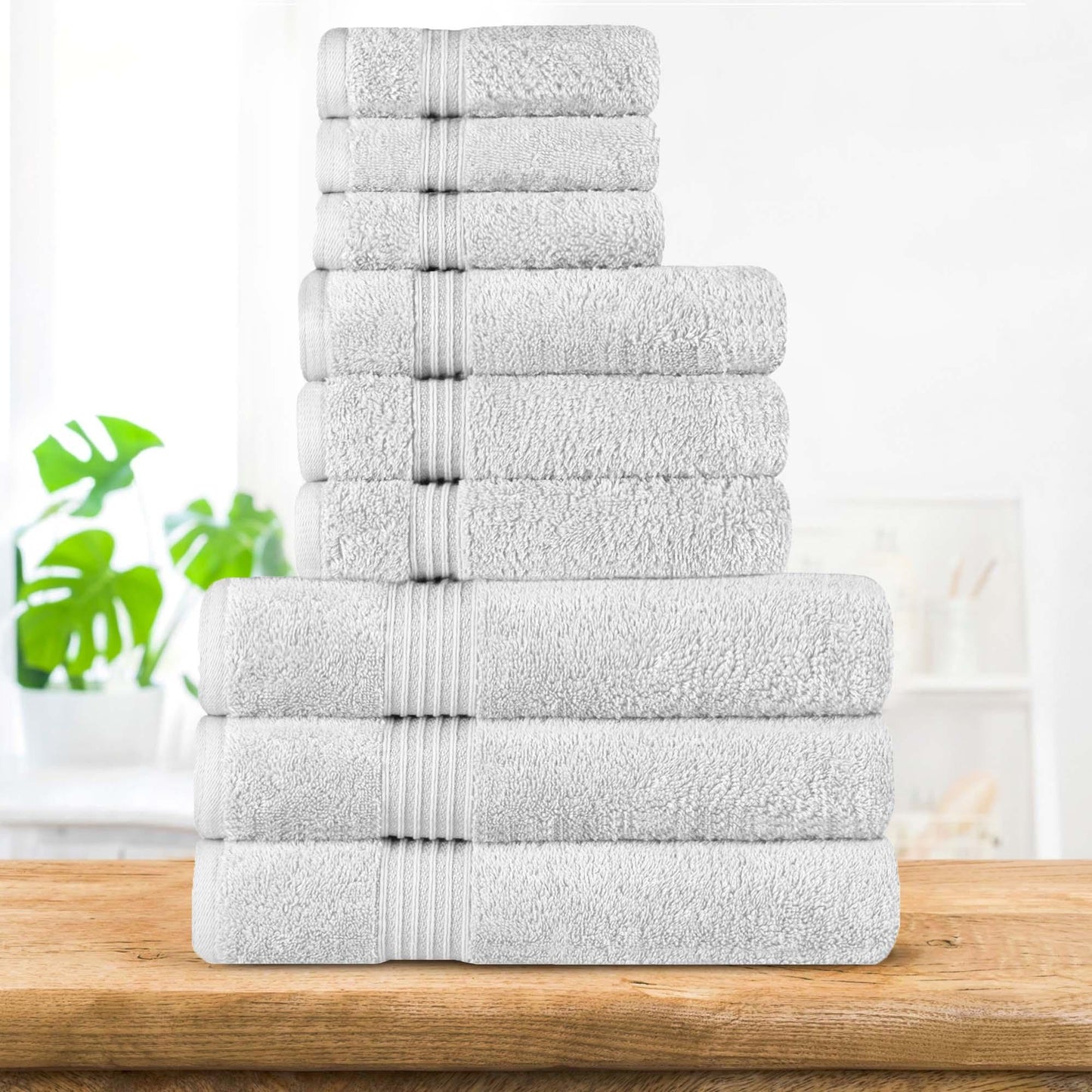 Egyptian Cotton Highly Absorbent Solid 9 Piece Ultra Soft Towel Set