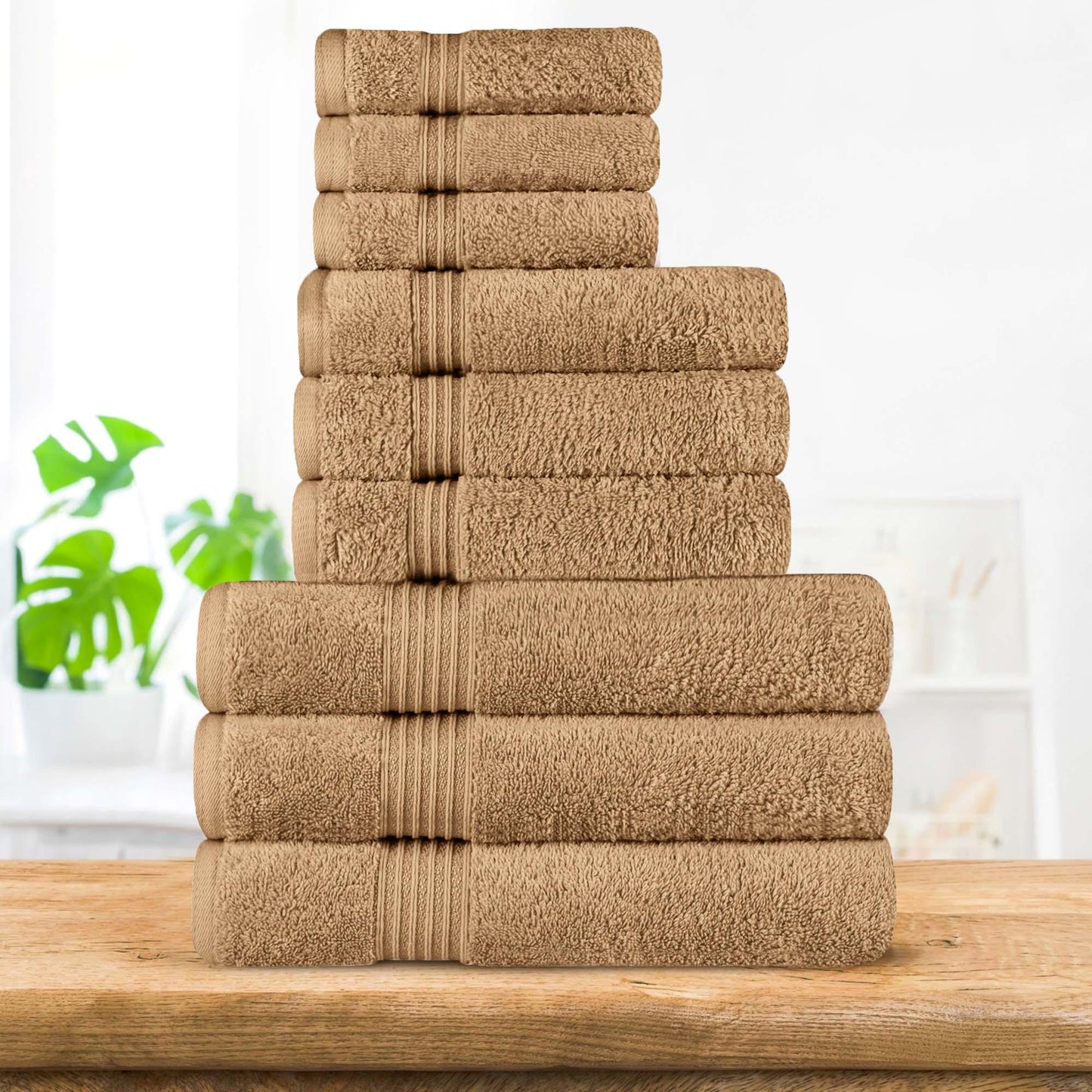 Egyptian Cotton Highly Absorbent Solid 9 Piece Ultra Soft Towel Set