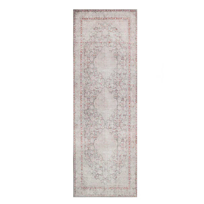 Alma Floral Medallion Indoor Area Rug Or Runner Rug - BerryRed