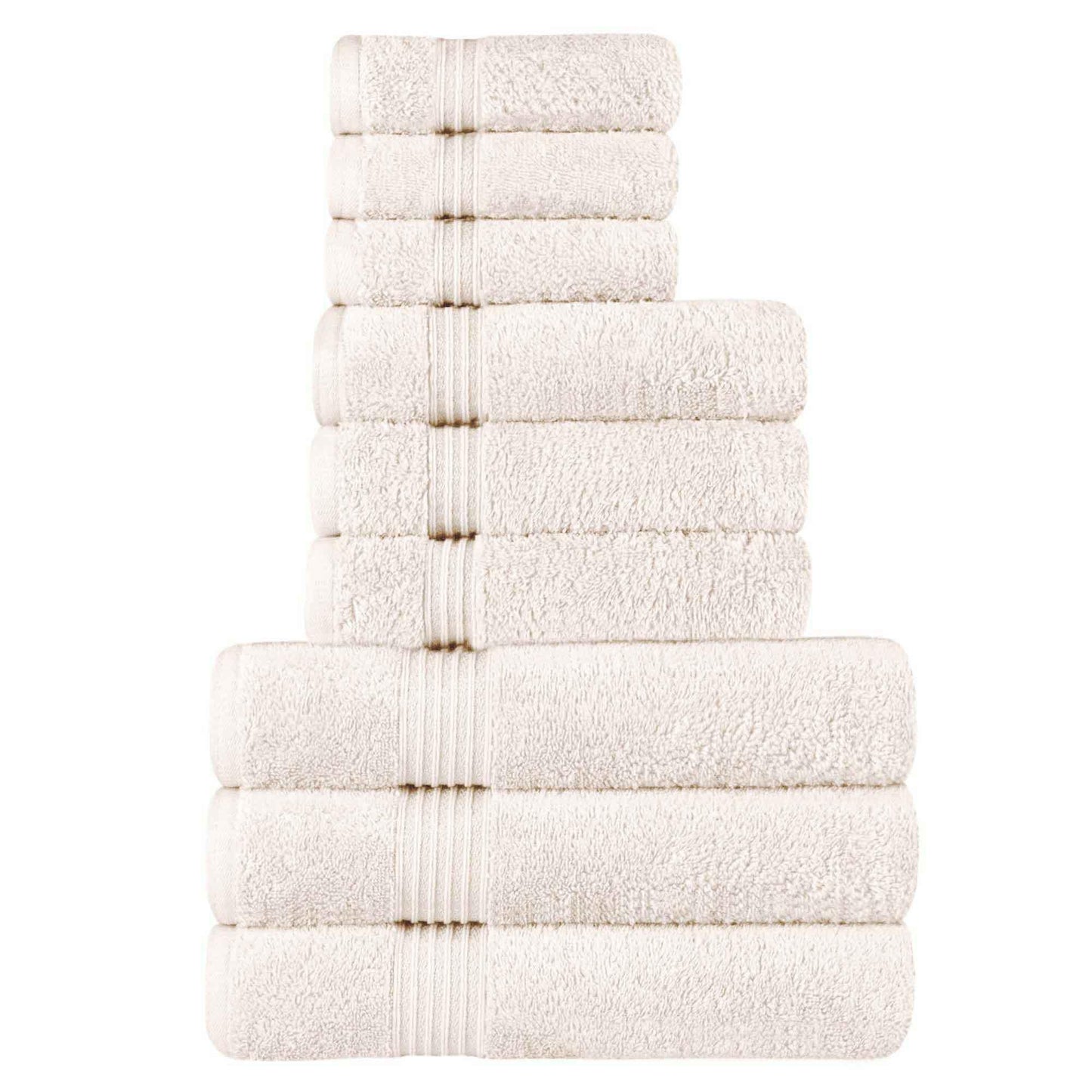 Egyptian Cotton Highly Absorbent Solid 9 Piece Ultra Soft Towel Set